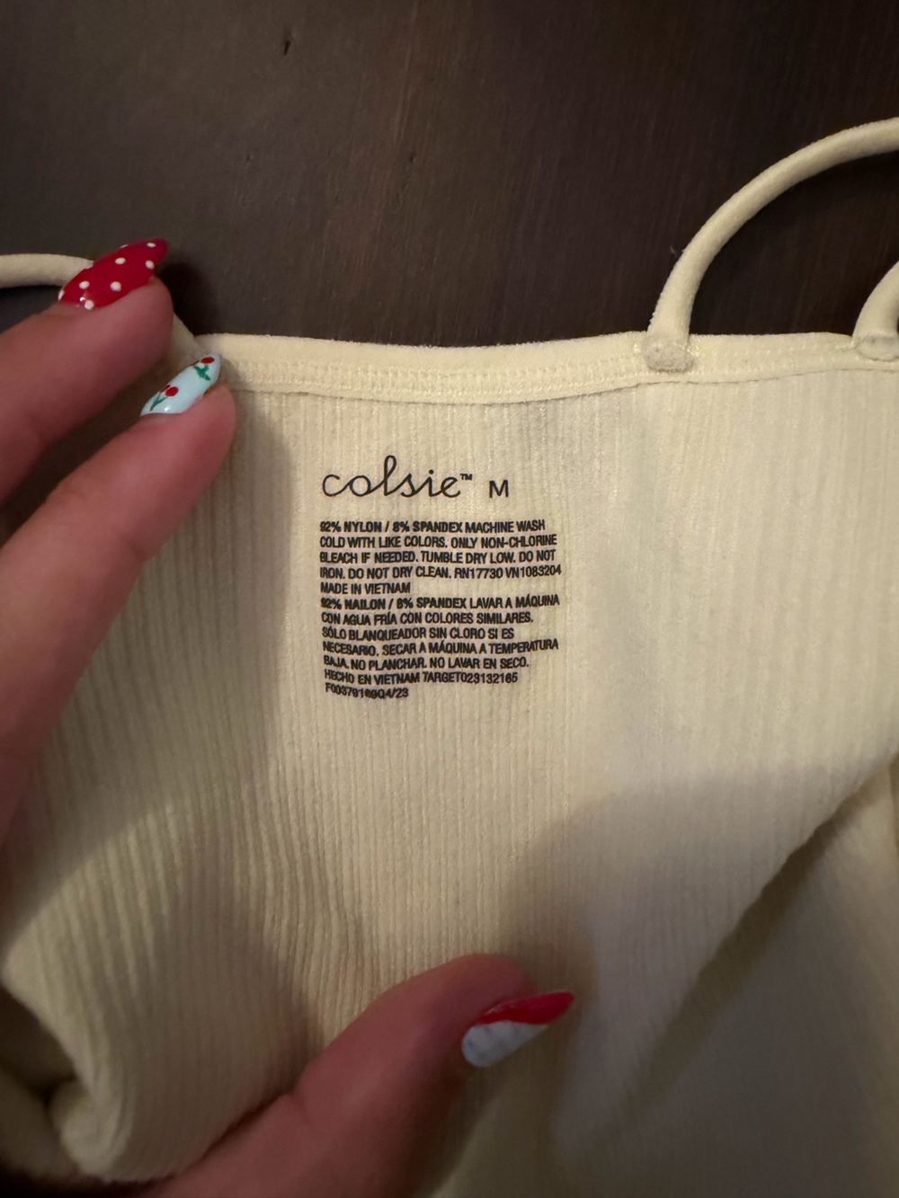 Colsie Cream Ribbed Double-Strap Cami - Picture 4 of 4